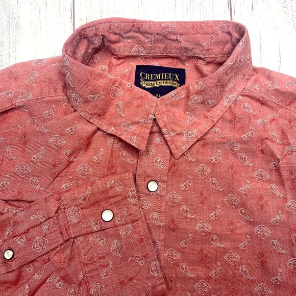 Daniel Cremieux Long Sleeve Red Heather Paisley Casual Button-Down Mens Sz‎ XL - Picture 1 of 7